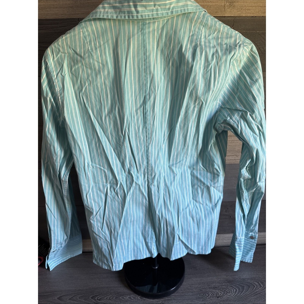 Michael Kors Sz 6 Blue White Stripe Button Front Blouse Top Casual - Picture 5 of 5